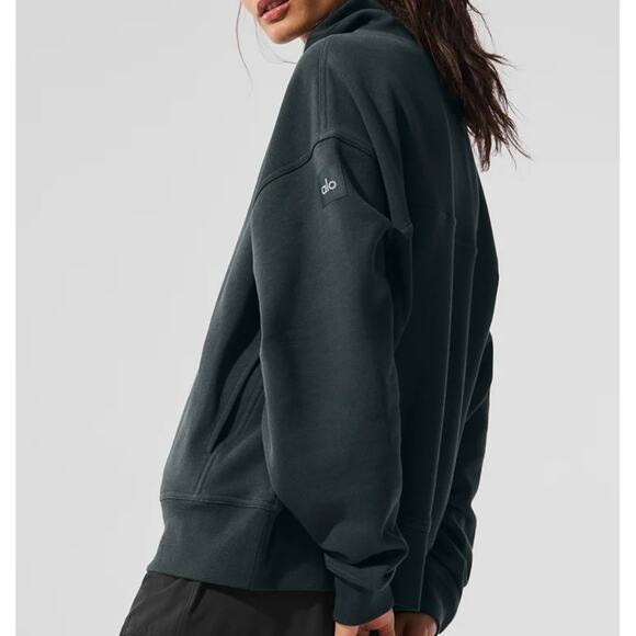 Alo Hazy Mock Neck Pullover Charcoal Green XS - Picture 8 of 8